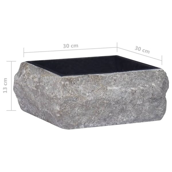 vidaXL Sink Black 11.8"x11.8"x5.1" Marble - Image 6