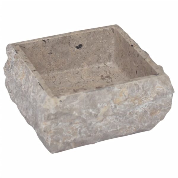 vidaXL Sink Gray 11.8"x11.8"x5.1" Marble - Image 3