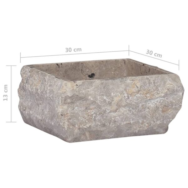 vidaXL Sink Gray 11.8"x11.8"x5.1" Marble - Image 6