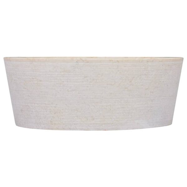 vidaXL Sink Cream Ã˜27.6"x5.9" Marble - Image 3