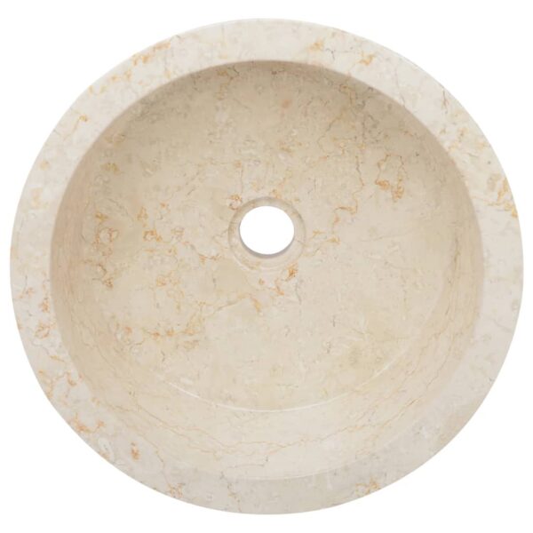 vidaXL Sink Cream Ã˜27.6"x5.9" Marble - Image 4