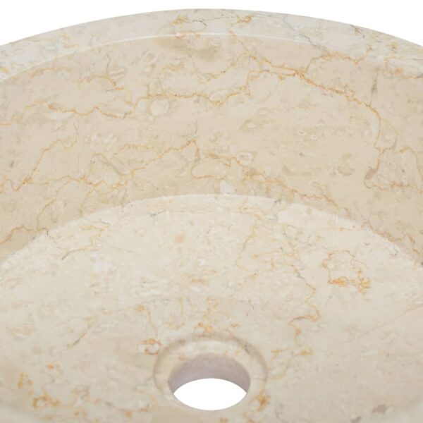 vidaXL Sink Cream Ã˜27.6"x5.9" Marble - Image 5