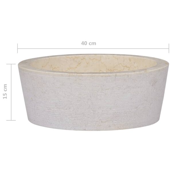 vidaXL Sink Cream Ã˜27.6"x5.9" Marble - Image 6