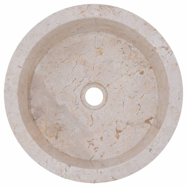 vidaXL Sink Cream Ã˜27.6"x5.9" Marble - Image 8