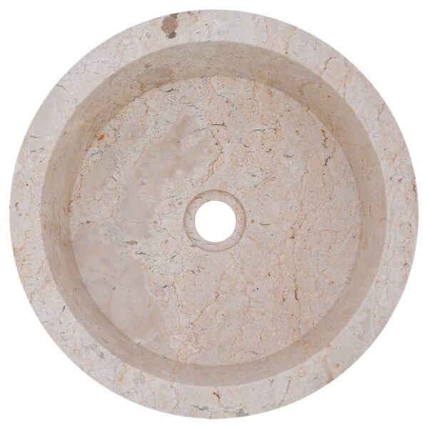 vidaXL Sink Cream Ã˜27.6"x5.9" Marble - Image 9