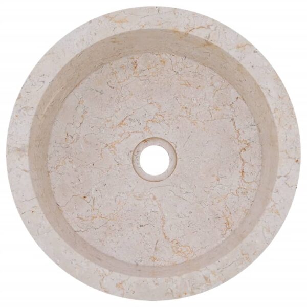 vidaXL Sink Cream Ã˜27.6"x5.9" Marble - Image 10