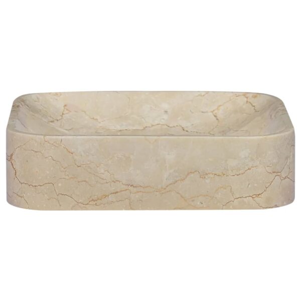 vidaXL Sink Cream 15.7"x15.7"x3.9" Marble - Image 2