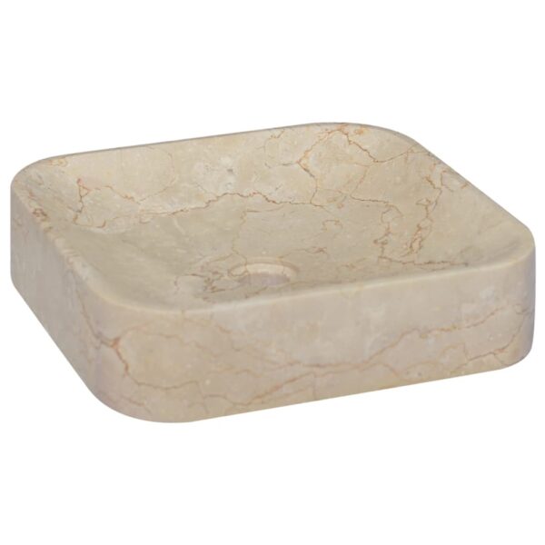 vidaXL Sink Cream 15.7"x15.7"x3.9" Marble - Image 3