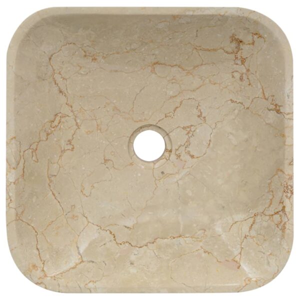 vidaXL Sink Cream 15.7"x15.7"x3.9" Marble - Image 4