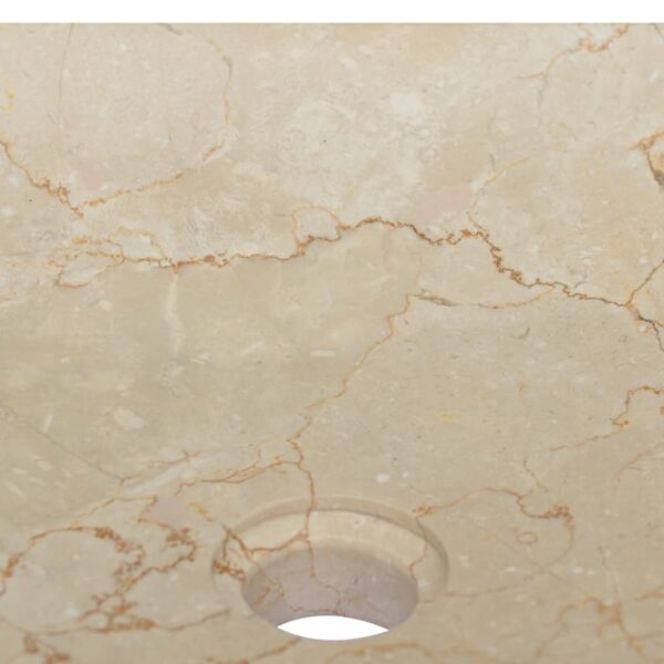 vidaXL Sink Cream 15.7"x15.7"x3.9" Marble - Image 5