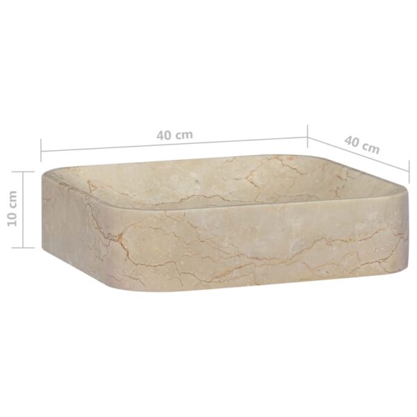 vidaXL Sink Cream 15.7"x15.7"x3.9" Marble - Image 6