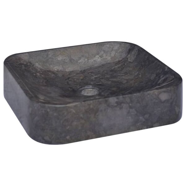 vidaXL Sink Black 15.7"x15.7"x3.9" Marble - Image 5