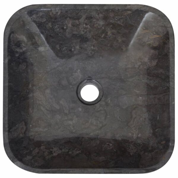 vidaXL Sink Black 15.7"x15.7"x3.9" Marble - Image 6