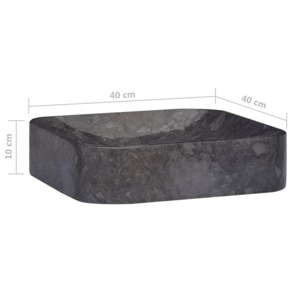 vidaXL Sink Black 15.7"x15.7"x3.9" Marble - Image 8