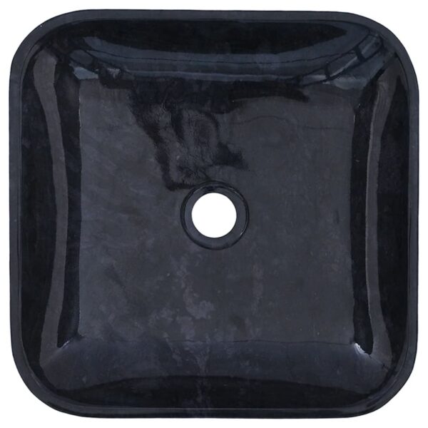 vidaXL Sink Black 15.7"x15.7"x3.9" Marble - Image 9