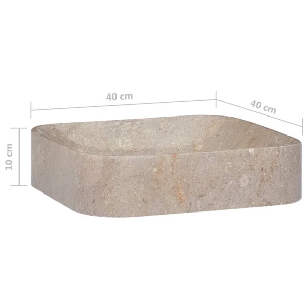 vidaXL Sink Gray 15.7"x15.7"x3.9" Marble - Image 6