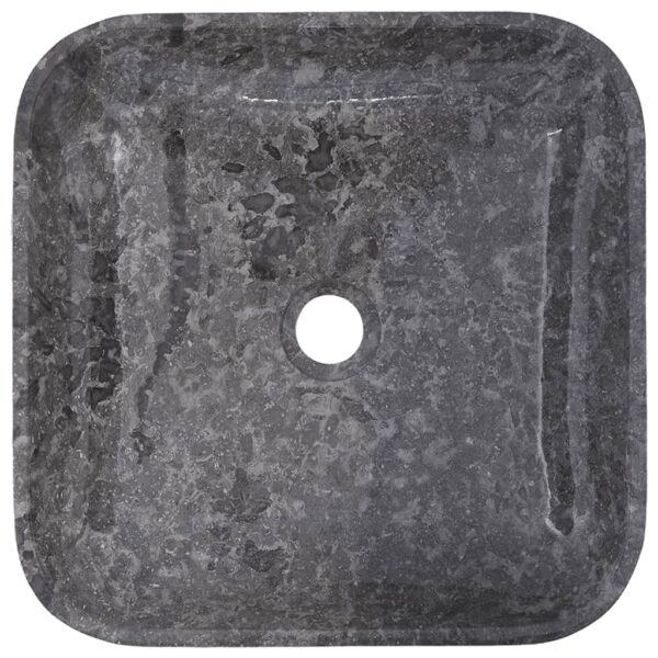 vidaXL Sink Gray 15.7"x15.7"x3.9" Marble - Image 9