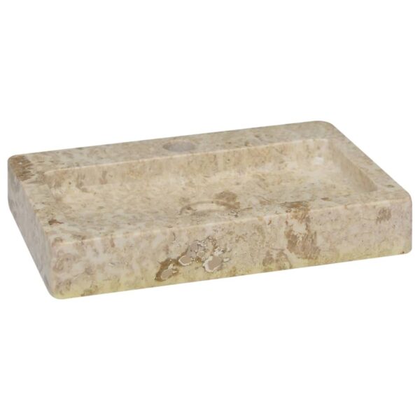 vidaXL Wall-mounted Sink Cream 15"x9.4"x2.6" Marble - Image 2