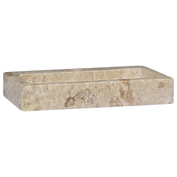 vidaXL Wall-mounted Sink Cream 15"x9.4"x2.6" Marble - Image 3