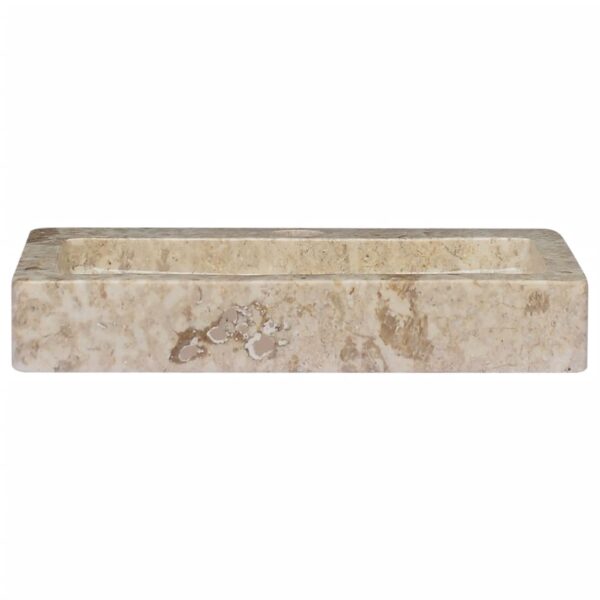 vidaXL Wall-mounted Sink Cream 15"x9.4"x2.6" Marble - Image 4