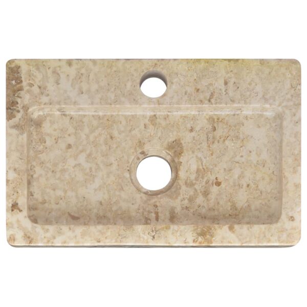 vidaXL Wall-mounted Sink Cream 15"x9.4"x2.6" Marble - Image 7