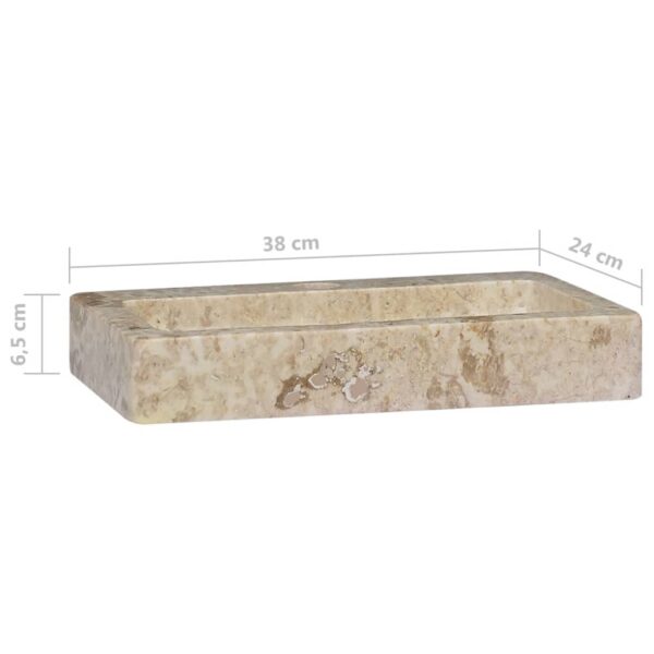 vidaXL Wall-mounted Sink Cream 15"x9.4"x2.6" Marble - Image 9