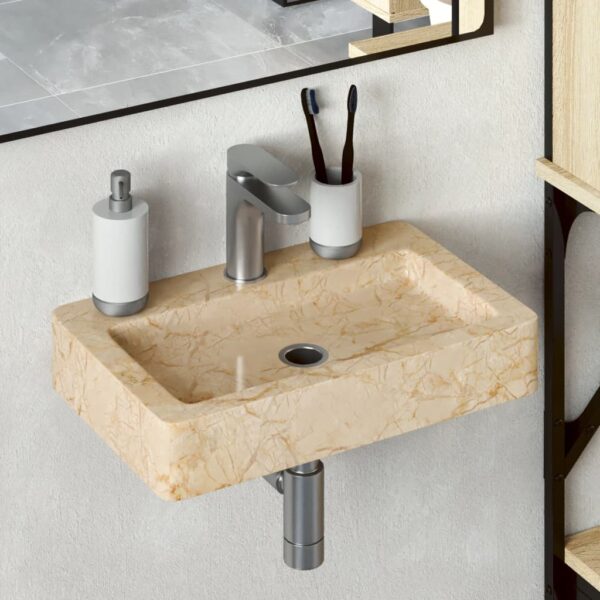 vidaXL Wall-mounted Sink Cream 15"x9.4"x2.6" Marble