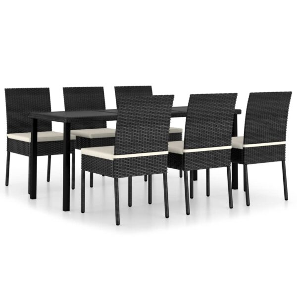 vidaXL 7 Piece Patio Dining Set Poly Rattan Black - Image 2