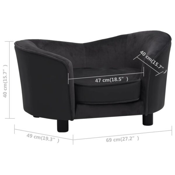 vidaXL Dog Sofa Black 27.2"x19.3"x15.7" Plush and Faux Leather - Image 9