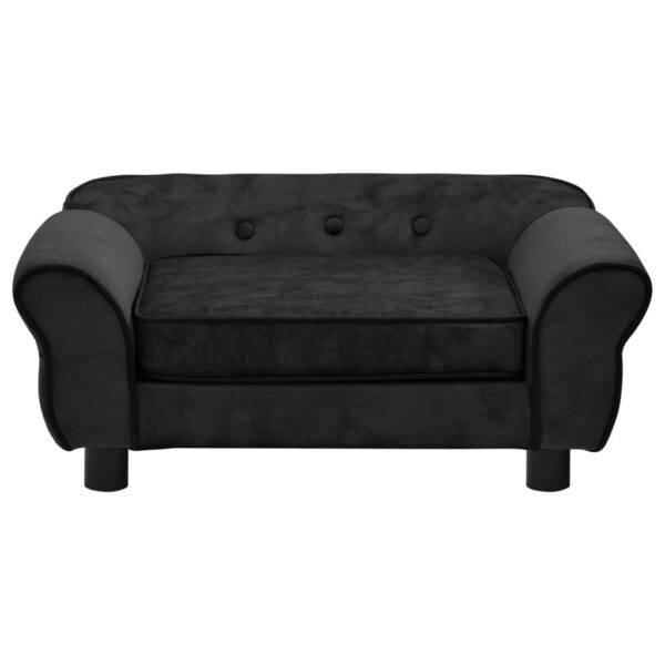 vidaXL Dog Sofa Black 28.3"x17.7"x11.8" Plush - Image 2