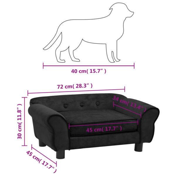 vidaXL Dog Sofa Black 28.3"x17.7"x11.8" Plush - Image 9