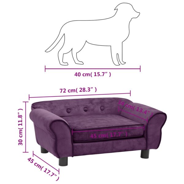 vidaXL Dog Sofa Burgundy 28.3"x17.7"x11.8" Plush - Image 9