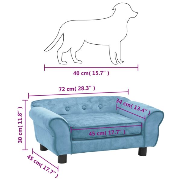 vidaXL Dog Sofa Turquoise 28.3"x17.7"x11.8" Plush - Image 9