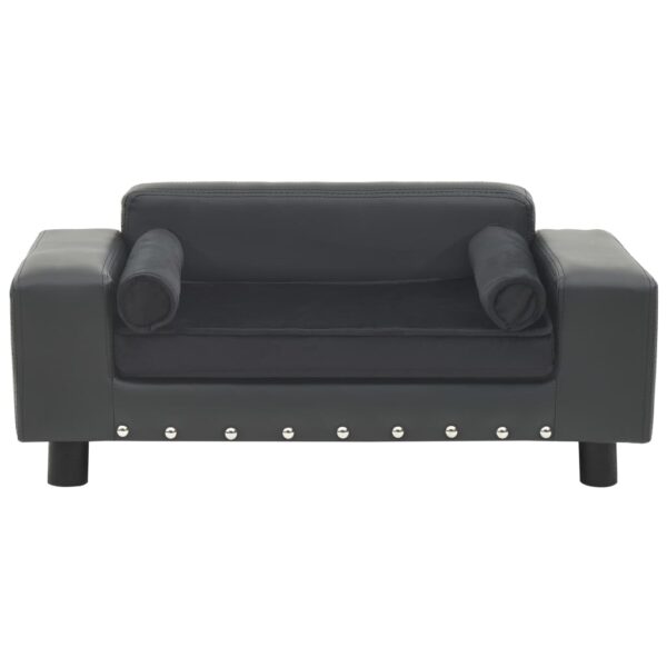 vidaXL Dog Sofa Dark Gray 31.9"x16.9"x12.2" Plush and Faux Leather - Image 2