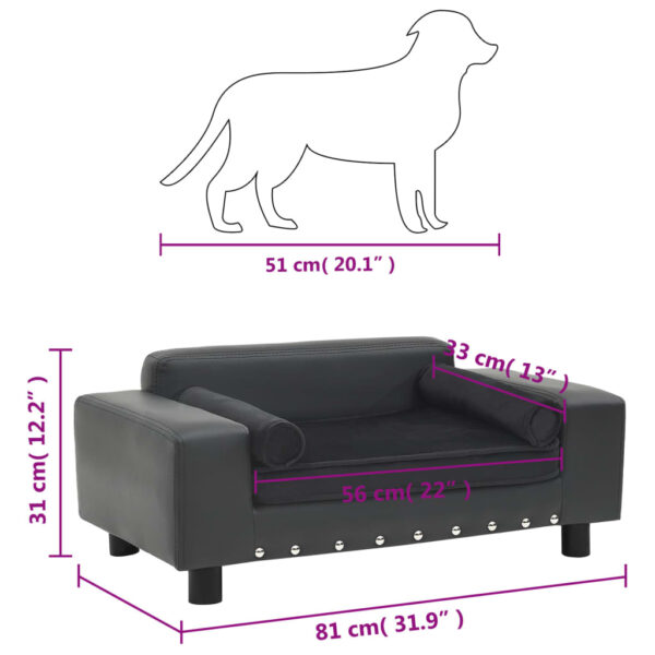 vidaXL Dog Sofa Dark Gray 31.9"x16.9"x12.2" Plush and Faux Leather - Image 8