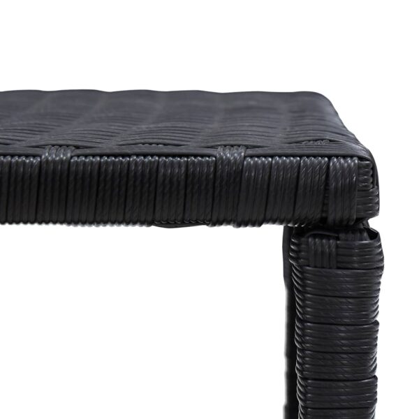 vidaXL Coffee Table Black 27.6"x15.7"x15" Poly Rattan - Image 4