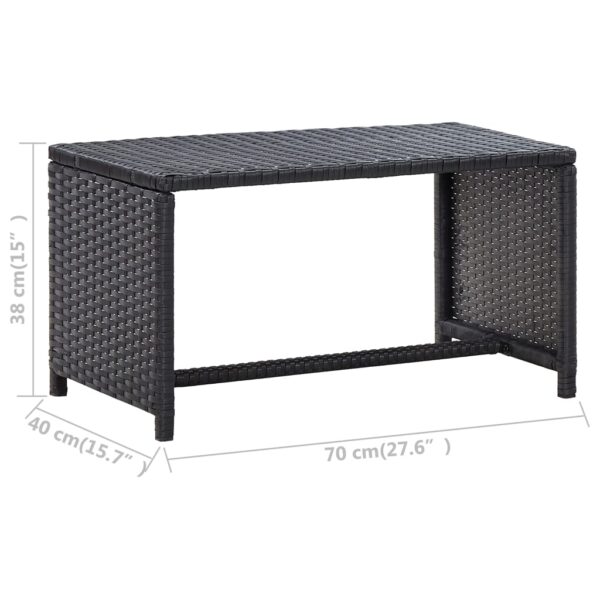 vidaXL Coffee Table Black 27.6"x15.7"x15" Poly Rattan - Image 6