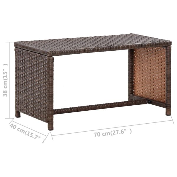 vidaXL Coffee Table Brown 27.6"x15.7"x15" Poly Rattan - Image 6