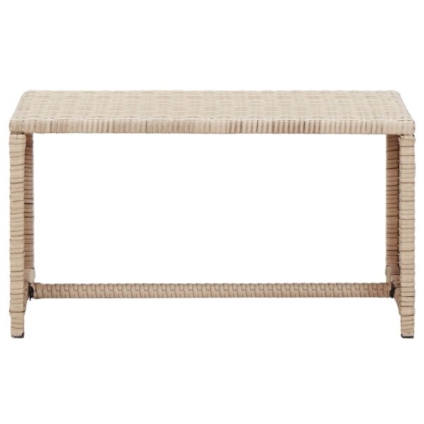 vidaXL Coffee Table Beige 27.6"x15.7"x15" Poly Rattan - Image 2