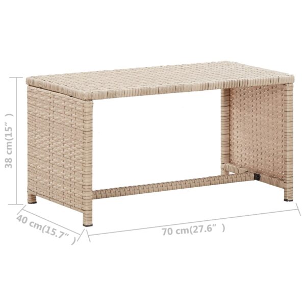 vidaXL Coffee Table Beige 27.6"x15.7"x15" Poly Rattan - Image 6