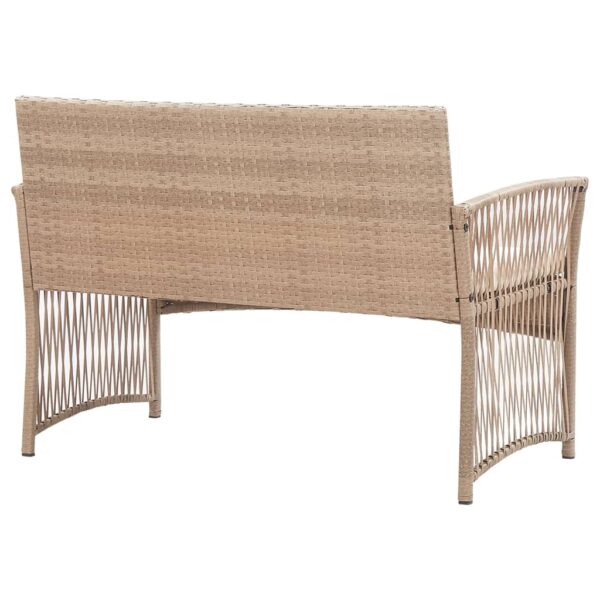 vidaXL 4 Piece Patio Lounge Set with Cushions Poly Rattan Beige - Image 11