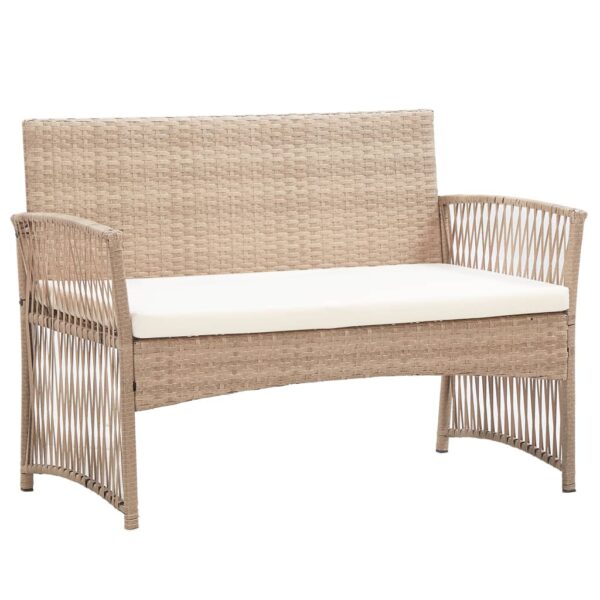 vidaXL 4 Piece Patio Lounge Set with Cushions Poly Rattan Beige - Image 8