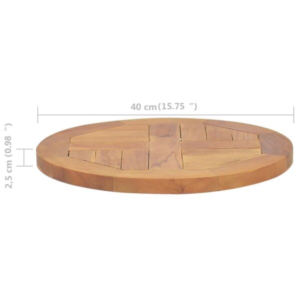 vidaXL Table Top Solid Teak Wood Round 1" 15.7" - Image 6