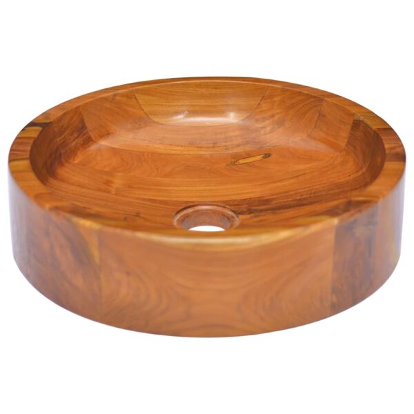 vidaXL Basin Solid Wood Teak Î¦15.7"x3.9"