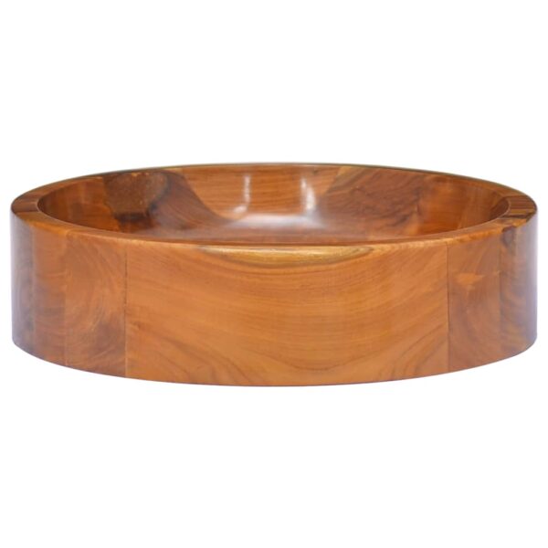 vidaXL Basin Solid Wood Teak Î¦15.7"x3.9" - Image 2