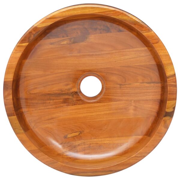 vidaXL Basin Solid Wood Teak Î¦15.7"x3.9" - Image 3