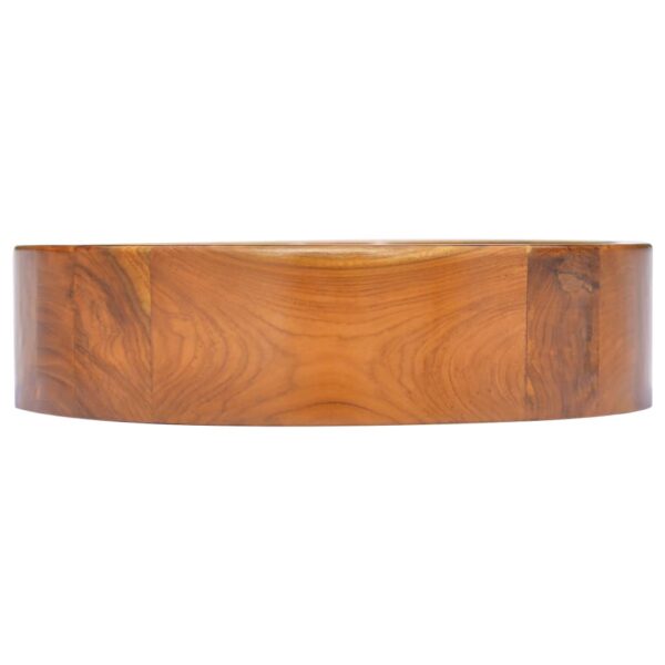 vidaXL Basin Solid Wood Teak Î¦15.7"x3.9" - Image 4