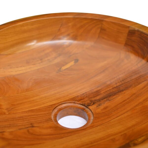 vidaXL Basin Solid Wood Teak Î¦15.7"x3.9" - Image 5