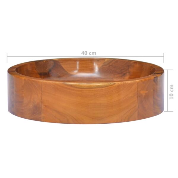 vidaXL Basin Solid Wood Teak Î¦15.7"x3.9" - Image 6