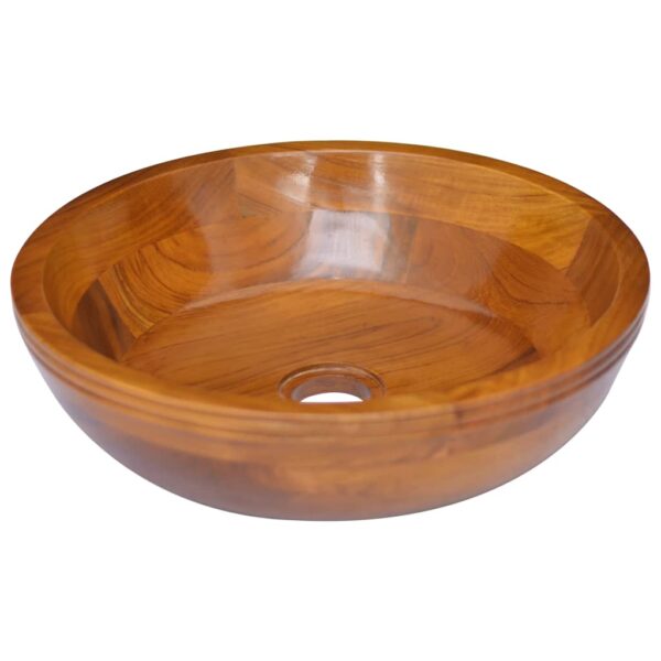 vidaXL Basin Solid Wood Teak Î¦15.7"x3.9"